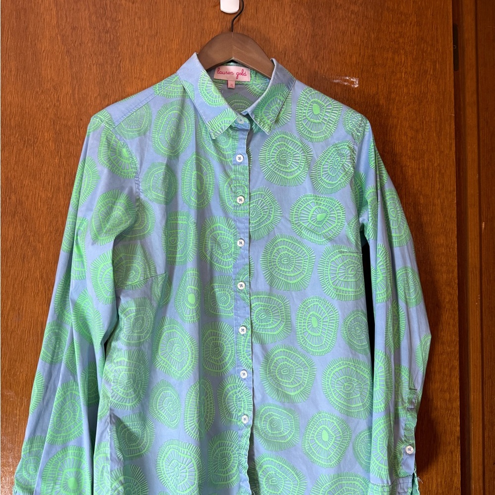 Lauren gold Stylish Blue and Green Button-Down Shirt